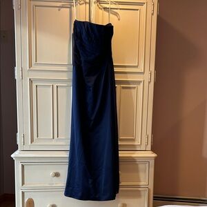 David's Bridal Strapless Navy Dress